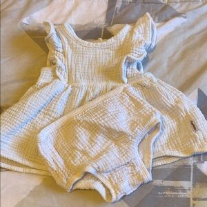 Gerber Blue and White Ruffled Smocked Babydoll Dress
